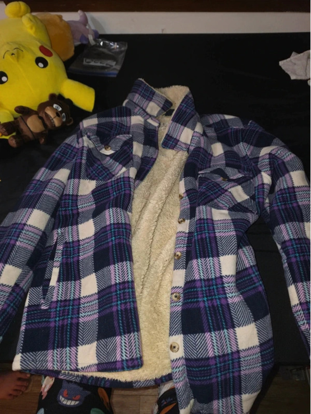 Fuzzy flannel jacket
